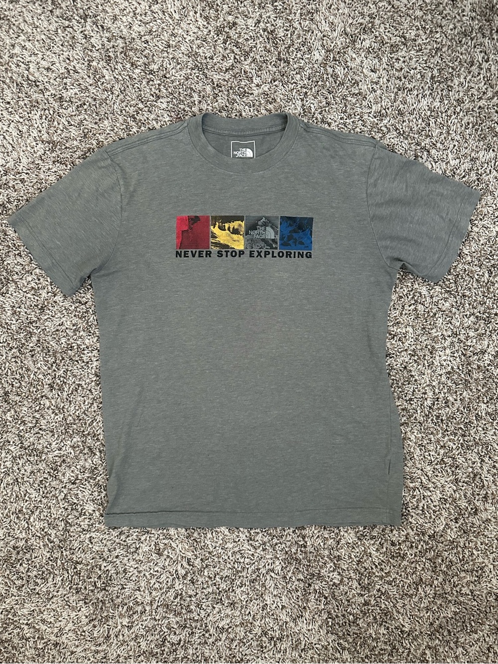 The North Face Grey 'Never Stop Exploring' Graphic Short Sleeve Tee